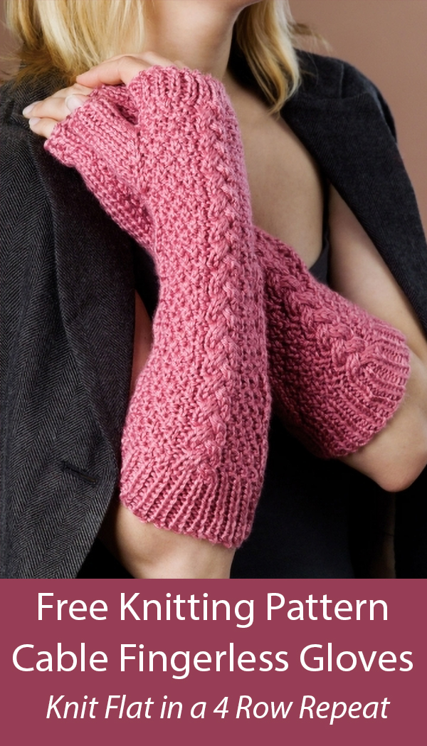 Free Cable Fingerless Gloves Knitting Pattern