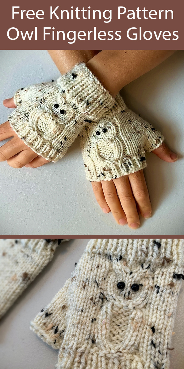 Free Knitting Pattern for Owl Fingerless Gloves