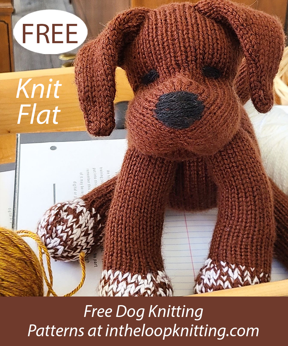 Free Finn the Puppy Dog Knitting Pattern Knit Flat