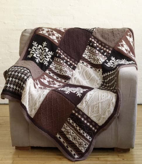 Free knitting pattern for Fireside Patchwork Afghan and more sampler knitting patterns