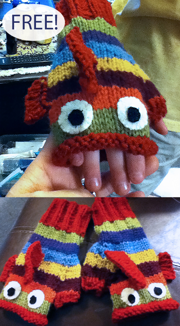 Free Fish Fingerless Mitts Knitting Pattern
