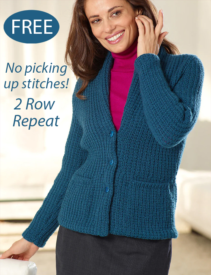 Free Fitted Jacket Cardigan Knitting Pattern 2 Row Repeat