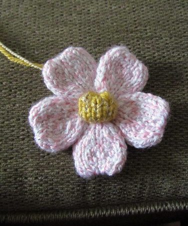 Free Knitting Pattern for Five Petal Flower