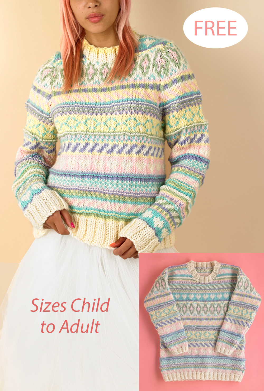 Free Fizzy Fairisle Sweater Knitting Pattern Stash Buster