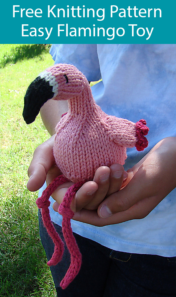 Free Knitting Pattern for Easy Flamingo Bird Toy Softie