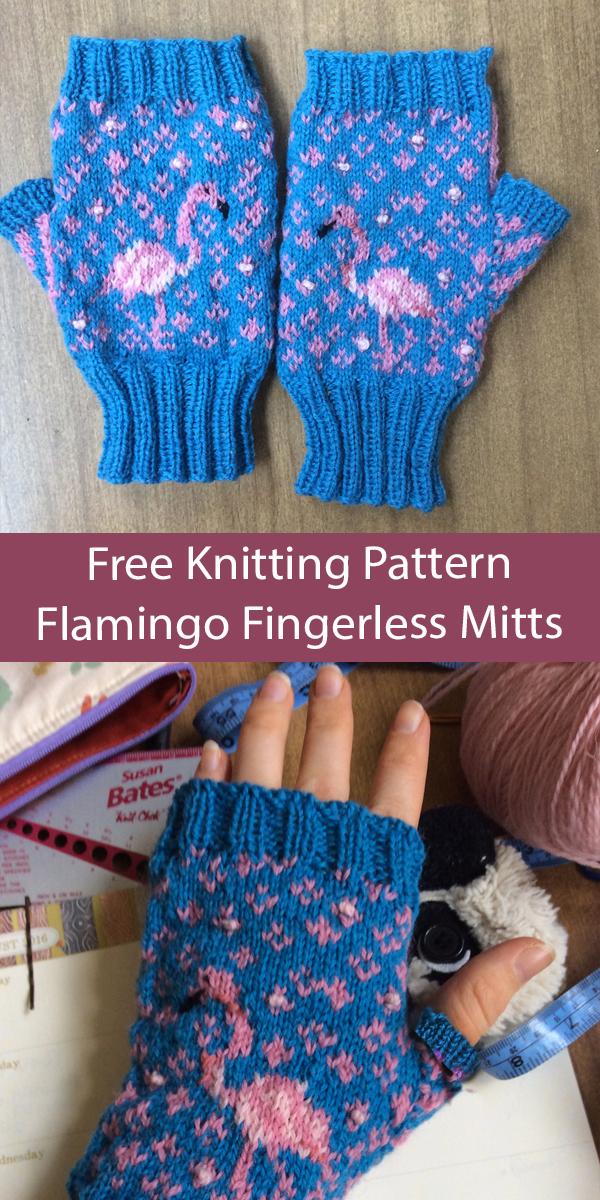 Free Knitting Pattern Flamingo Fingerless Mitts