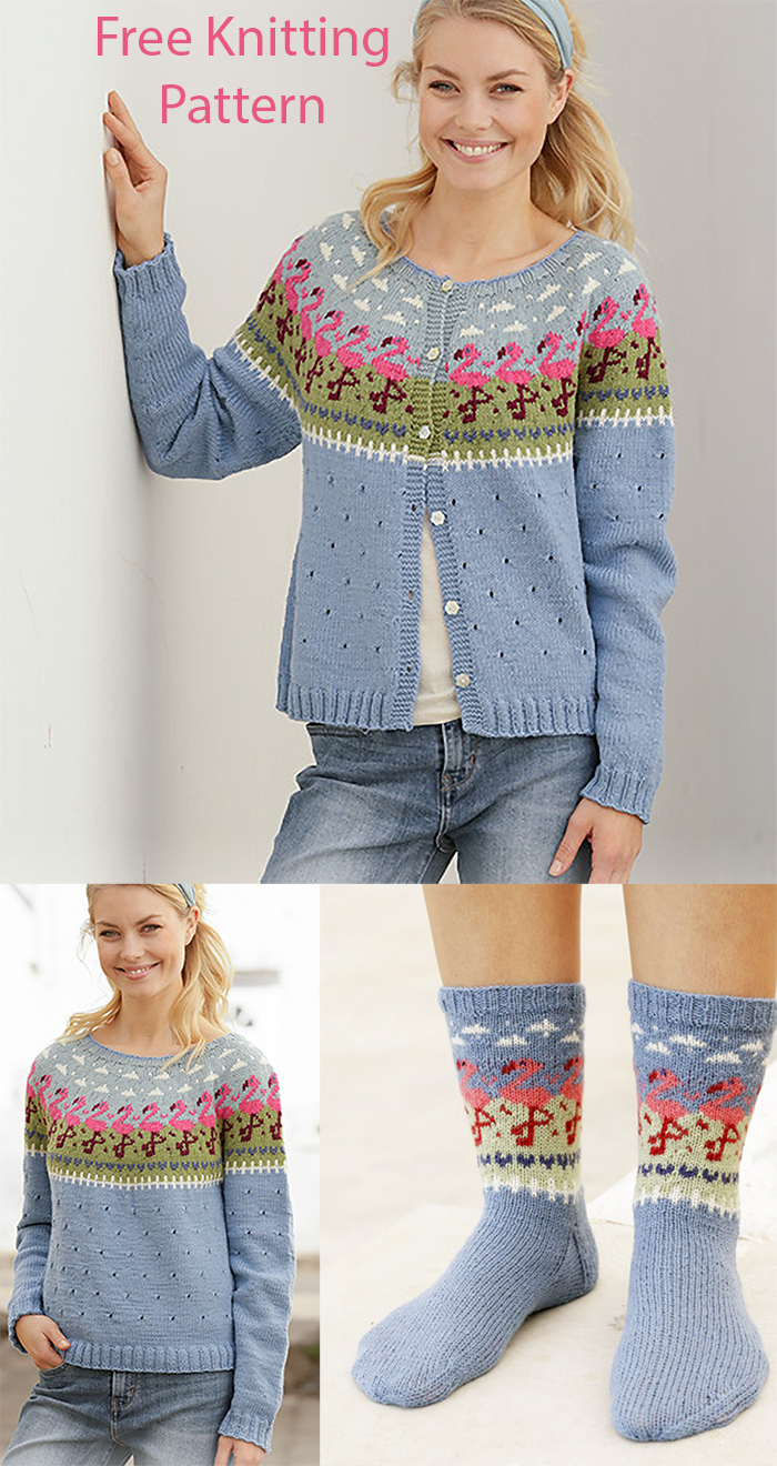 Free Flamingo Parade Knitting Pattern 
