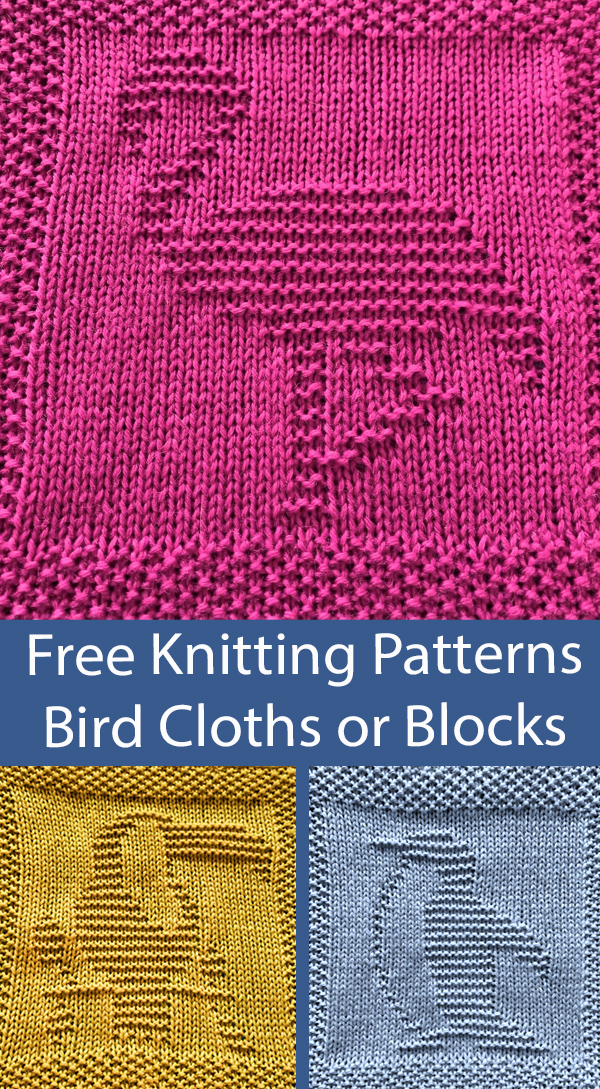 Free Bird Cloth Knitting Patterns Flamingo, Toucan, Penquin Blocks