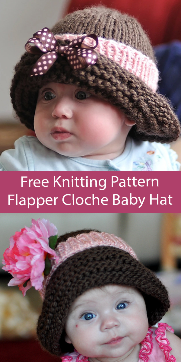 Flapper Cloche Baby Hat Free Knitting Pattern