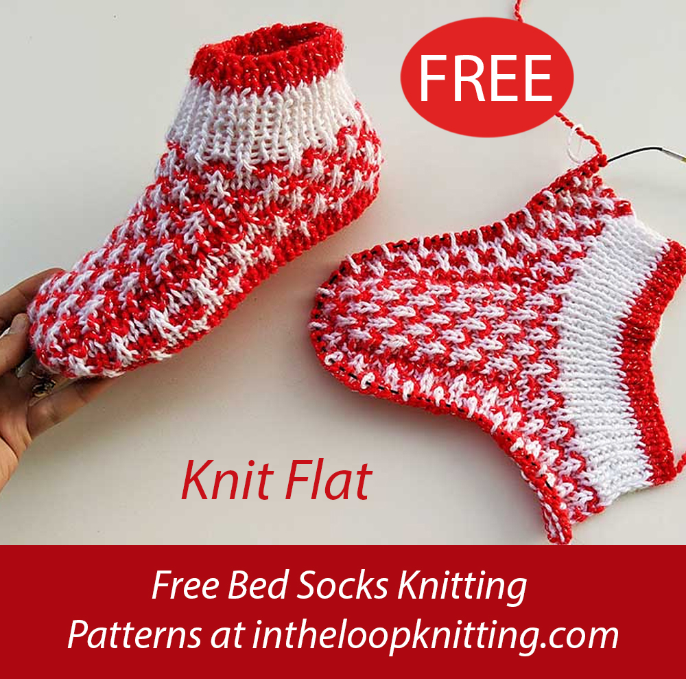 Free Two Color Flat Slipper Socks Knitting Pattern