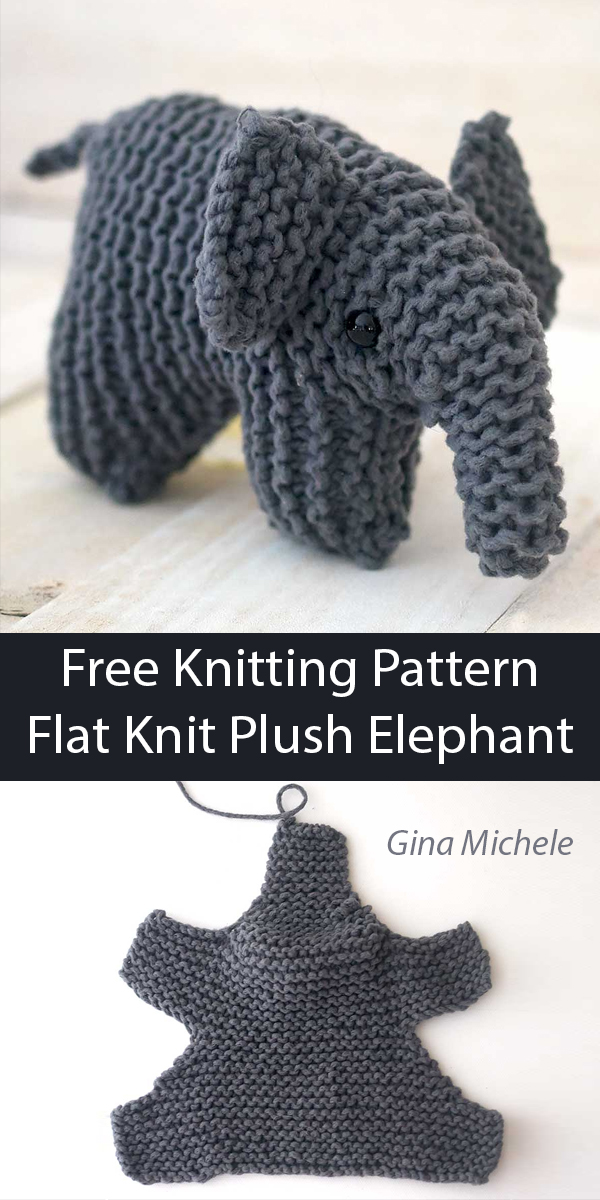 Free Easy Elephant Toy Knitting Pattern Knit Flat
