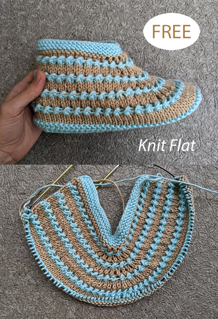 Flat Flat Slipper Booties Slippers Knitting Pattern