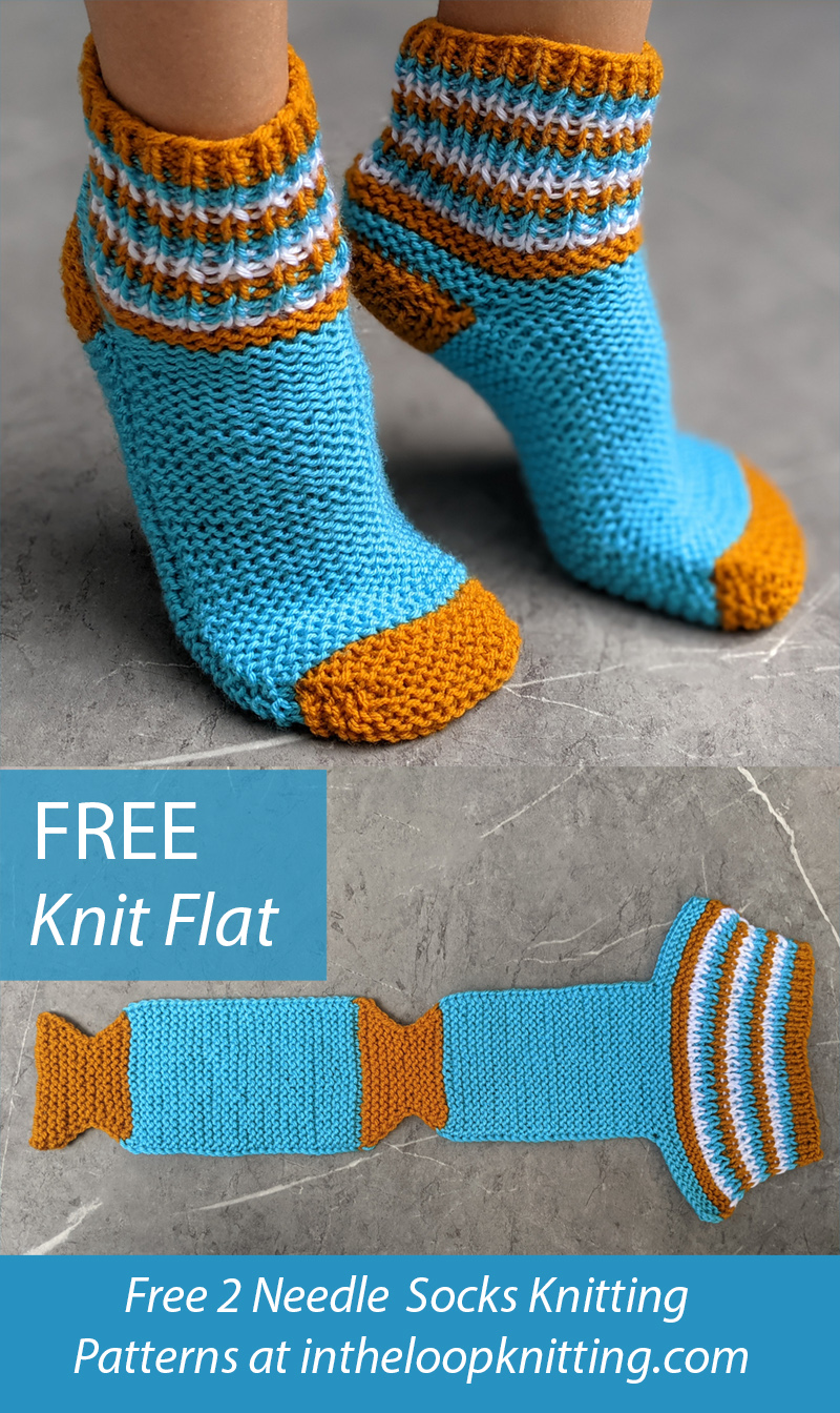 Free Two-Needle Flat Slipper Socks Knitting Pattern