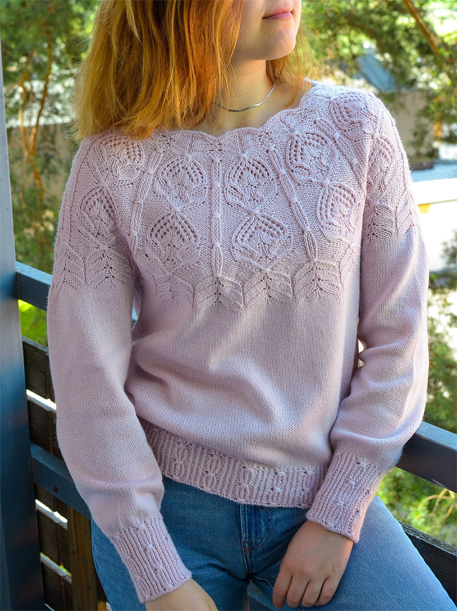 Fleurine Sweater Lace Pullover Sweater Free Knitting Pattern