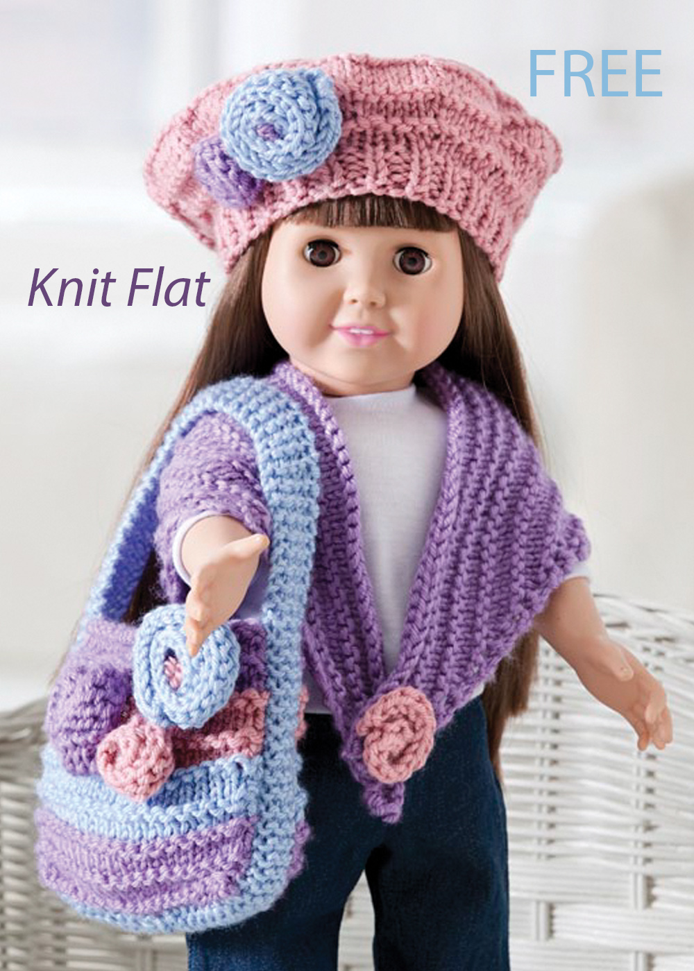 Free Floral Knit Doll Accessories Knitting Pattern