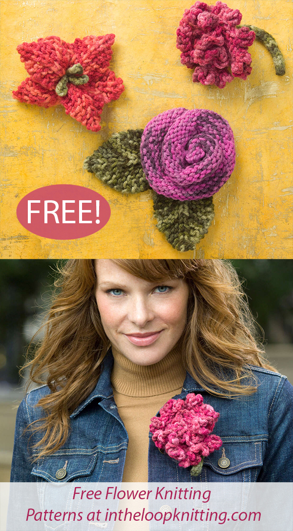 Free Rose, Carnation, Lily Knitting Pattern Floral Flair