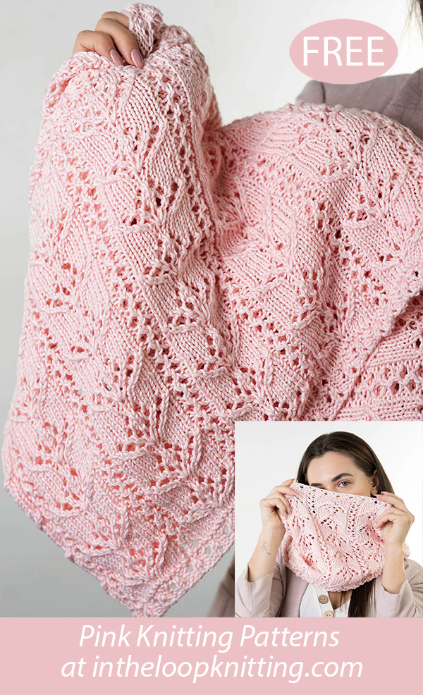 Free Pink Floral Lace Cowl Wrap Knitting Pattern