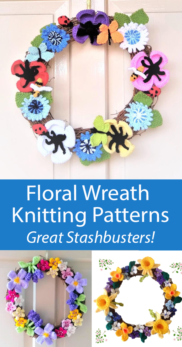 Floral Wreath Knitting Patterns Stashbuster Flowers