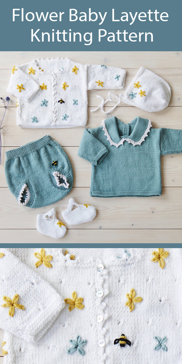 Baby Knitting Pattern Flower Layette Set