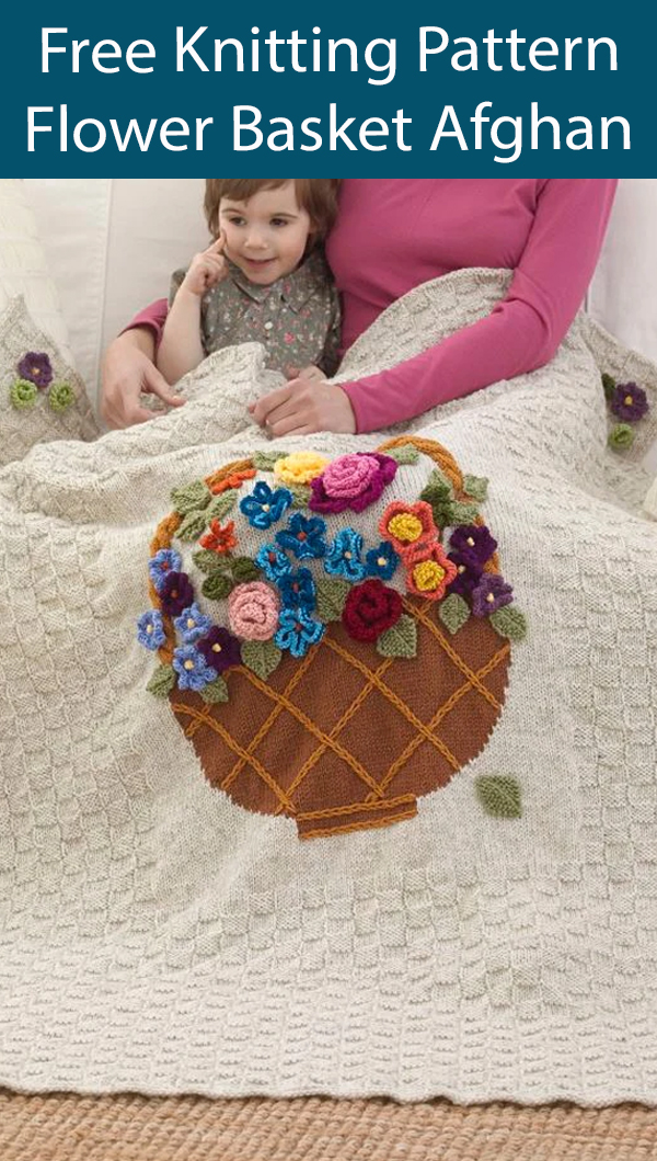 Free Blanket Knitting Pattern Flower Basket Afghan Throw