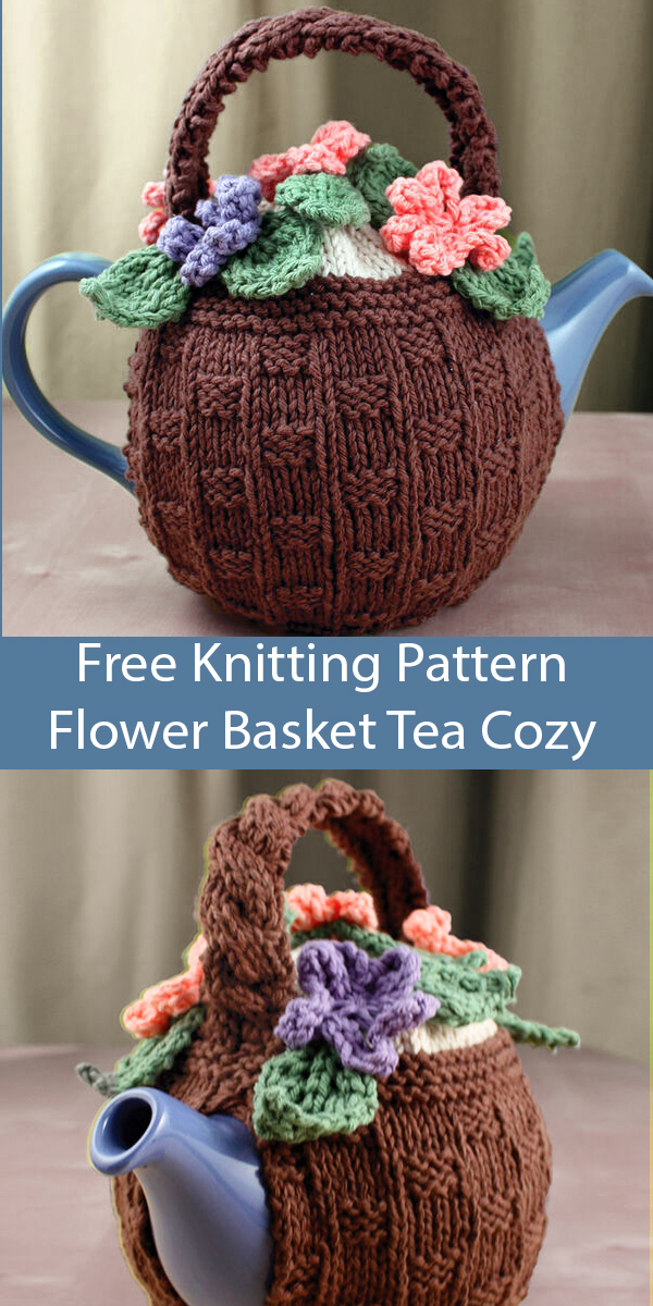 Free Knitting Pattern for Flower Basket Tea Cozy
