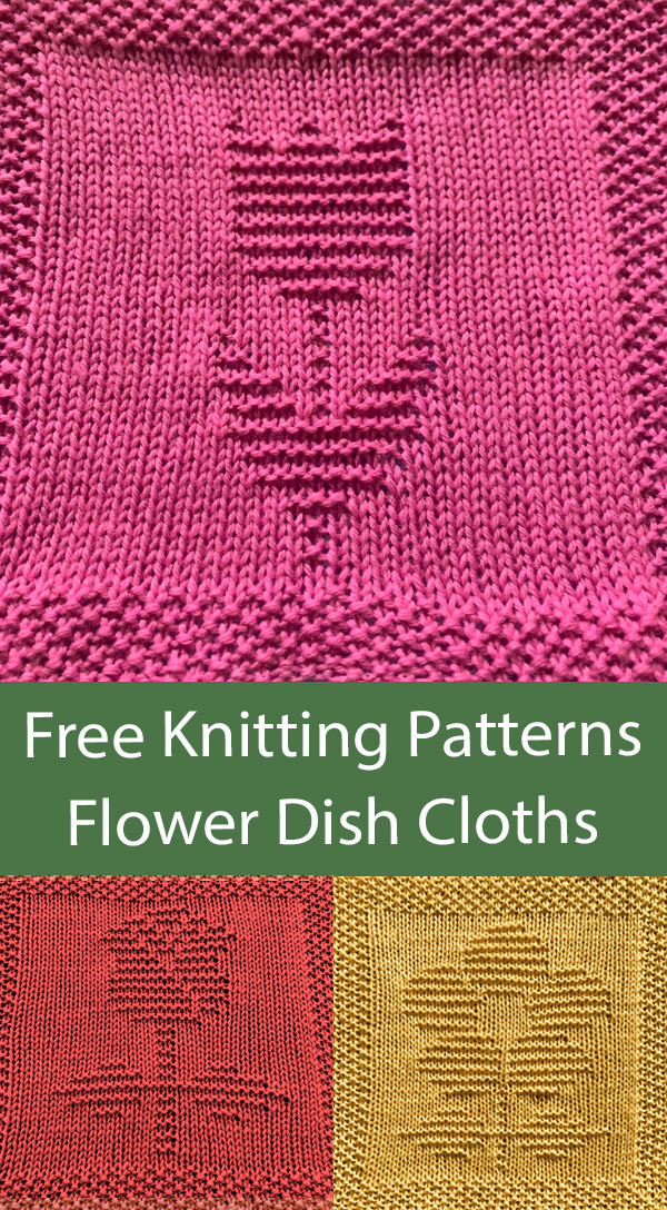 Free Flower Dish Cloth Knitting Patterns Tulip, Rose, Daisy 