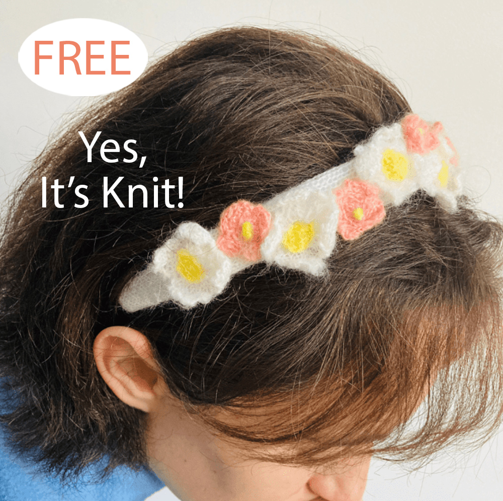 Free Flower Kids Headband Knitting Pattern