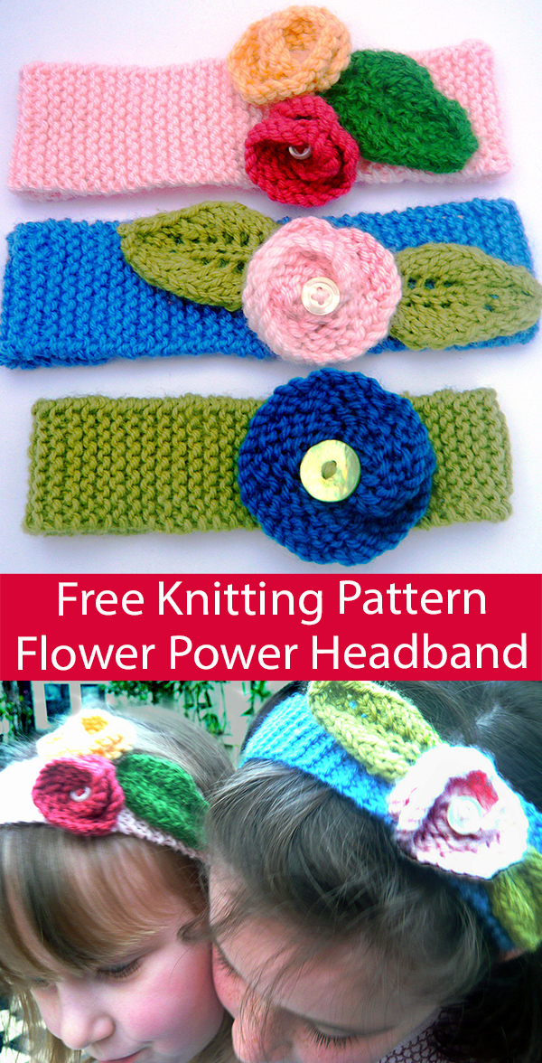 Ladies girls Knitted headband with flower motif 