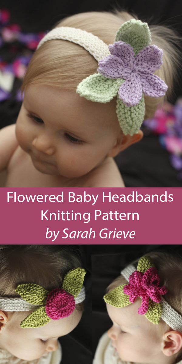 Flowered Baby Headbands Knitting Pattern