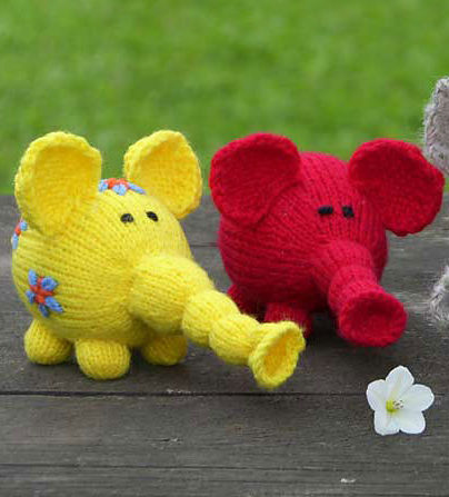 Free Knitting Pattern for Flower Power Elephants