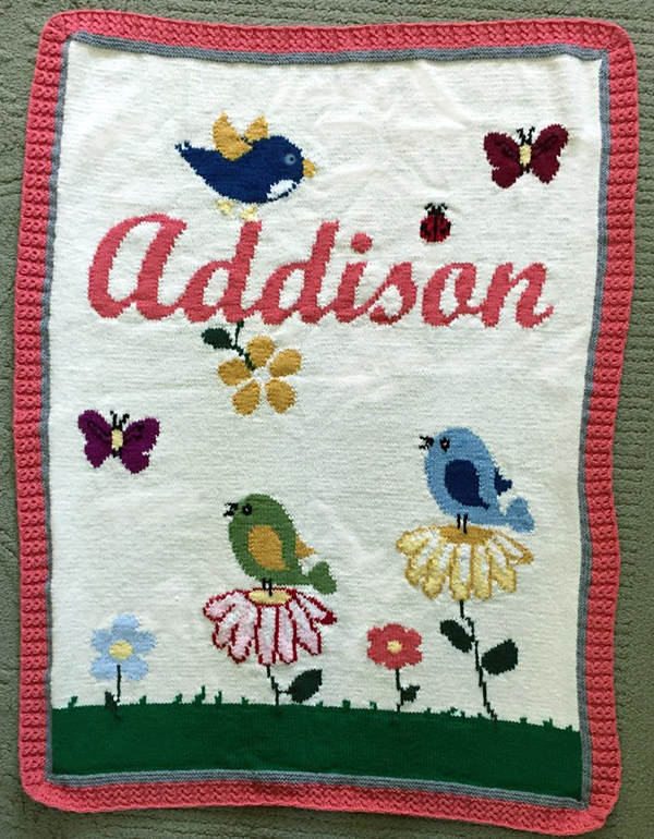 Free Knitting Pattern for Birds and Flowers Baby Afghan