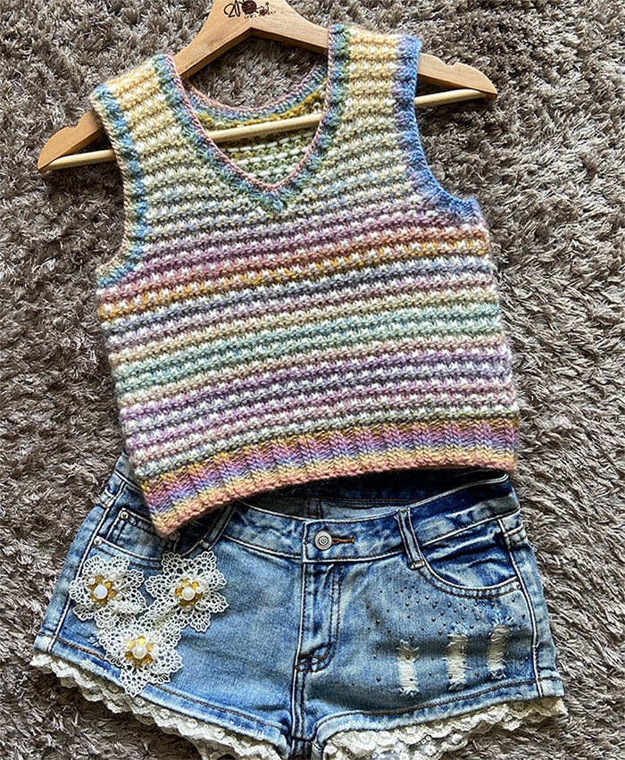 Free Sweater Knitting Pattern Fluffy Cotton Candy Vest