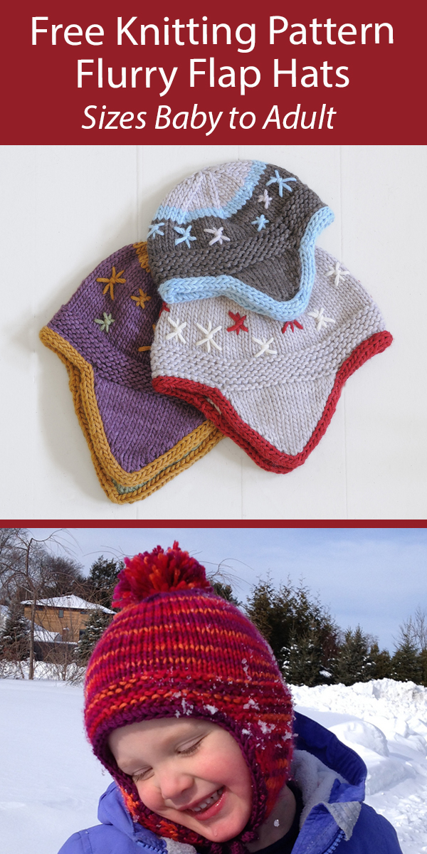 Free Hat Knitting Pattern Flurry Flap Hats for the Whole Family