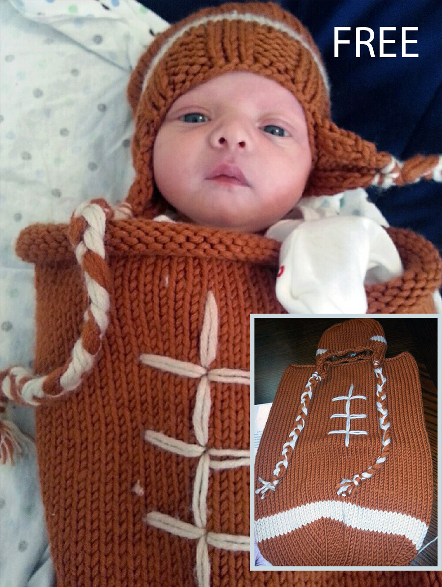 Free Baby Football Baby Sack and Hat Knitting Pattern
