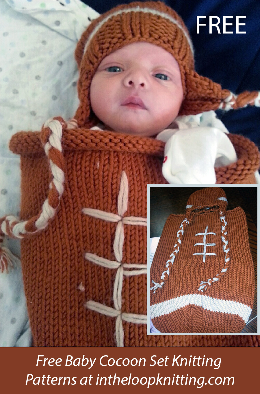 Free Baby Football Baby Sack and Hat Knitting Pattern