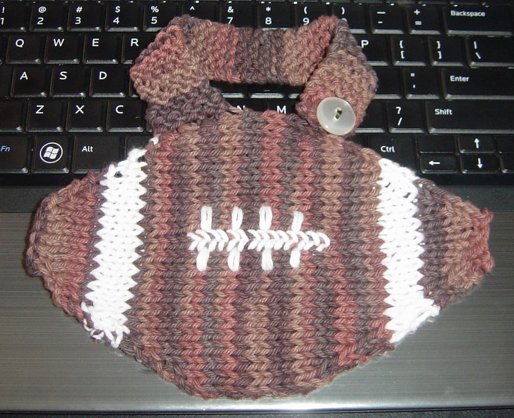 Free knitting pattern for Football Bib and more baby big knitting patterns