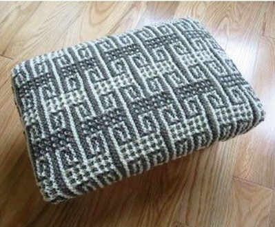 Free knitting pattern for Mosaic Footstool Cover