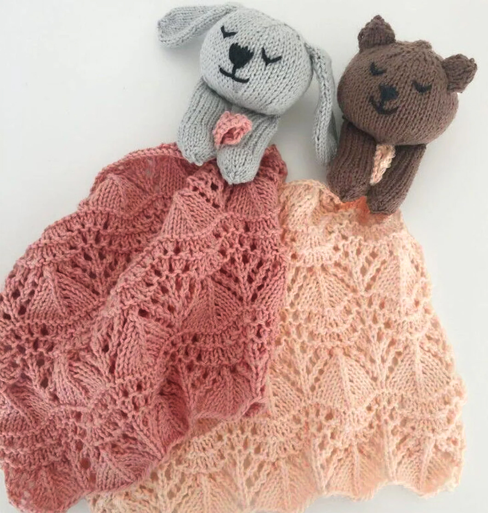 Knitting Pattern for Forest Comfy Friends Lovie Baby Blanket