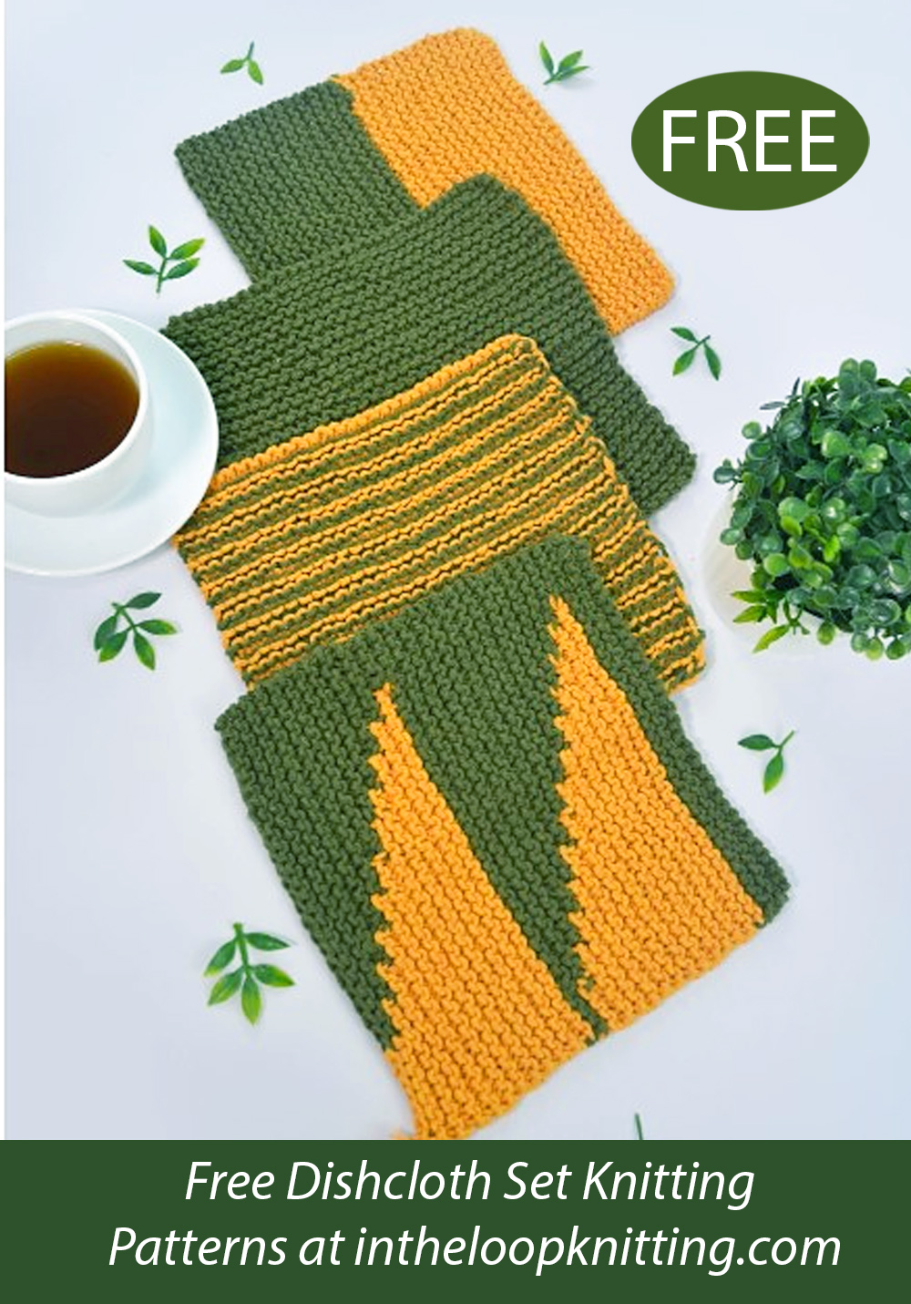 Free Forest Dishcloth Set Knitting Pattern 