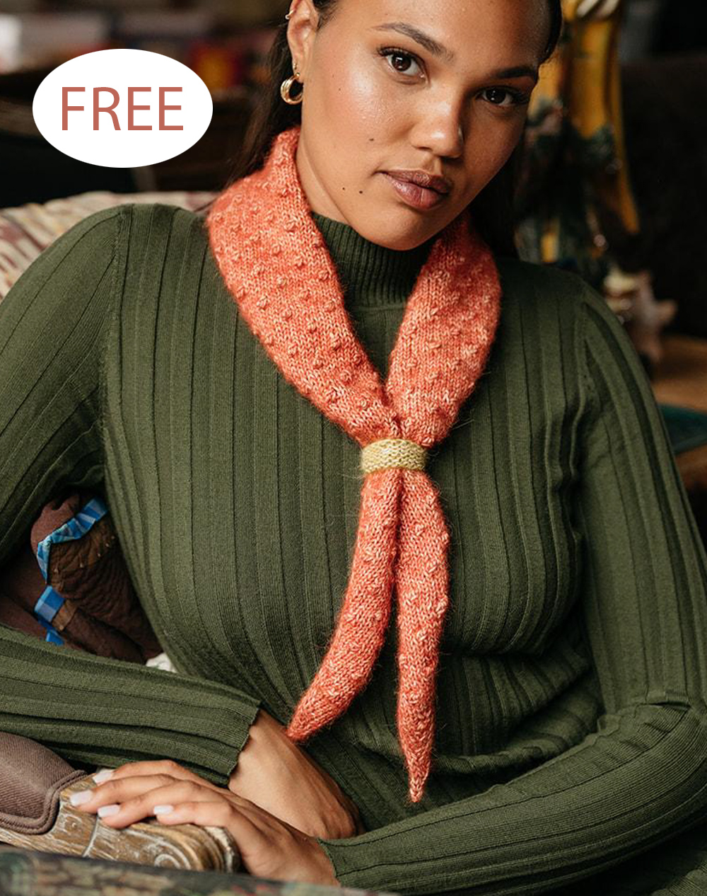 Free Foretoken Textured Kerchief Scarf Knitting Pattern