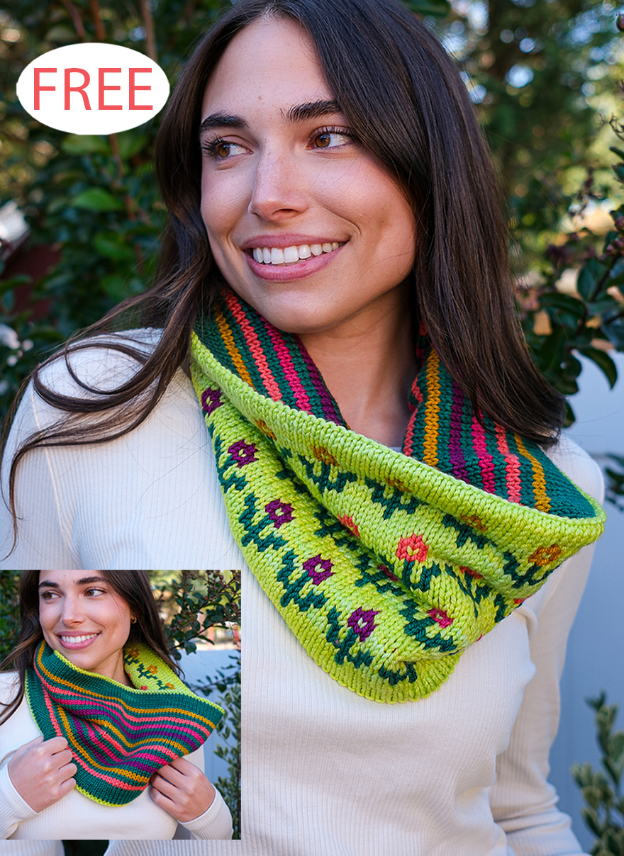 Forever Flowers Cowl Free Knitting Pattern