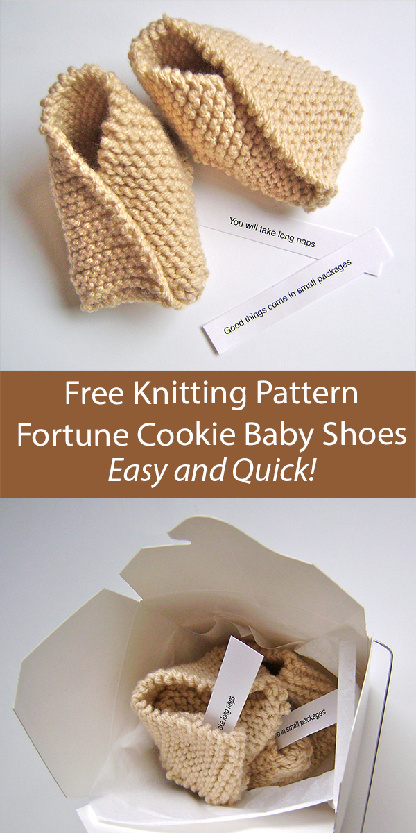 Free Fortune Cookie Baby Booties Knitting Pattern Quick Easy Baby Shower Gift