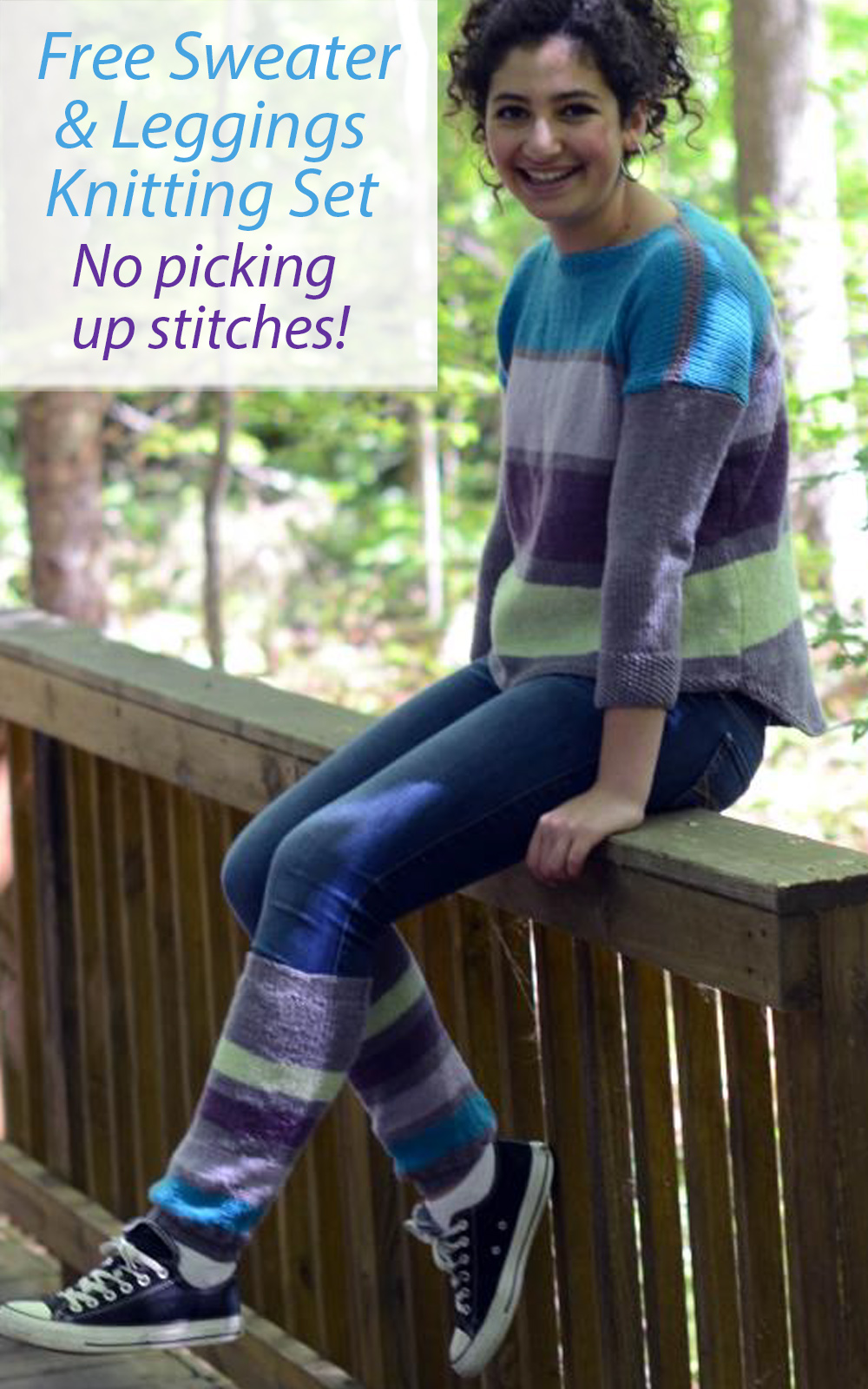 Four Stripes Pullover and Leggings Knitting Pattern Set