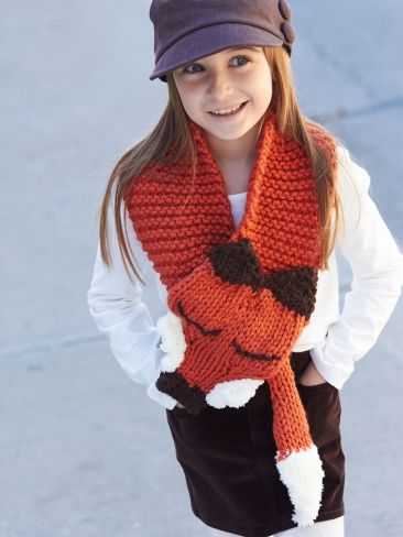 Like a Fox! Scarf | Free Knitting Patterns | Yarnspirations Free fox knitting patterns at http://intheloopknitting.com/free-fox-knitting-patterns/