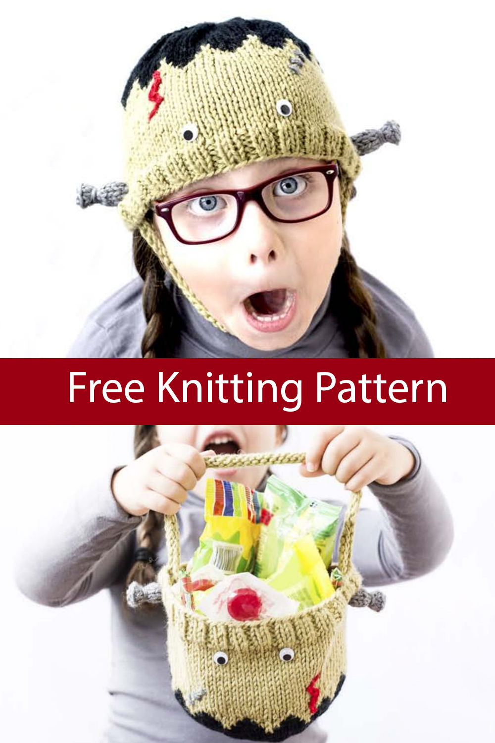 Free Frankenstein's Monster Hat-Bag Halloween Knitting Pattern