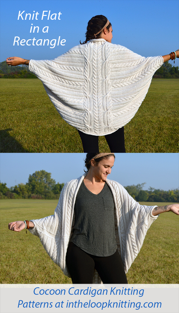 Cocoon Cardigan Knitting Pattern Knit Flat in One Rectangle