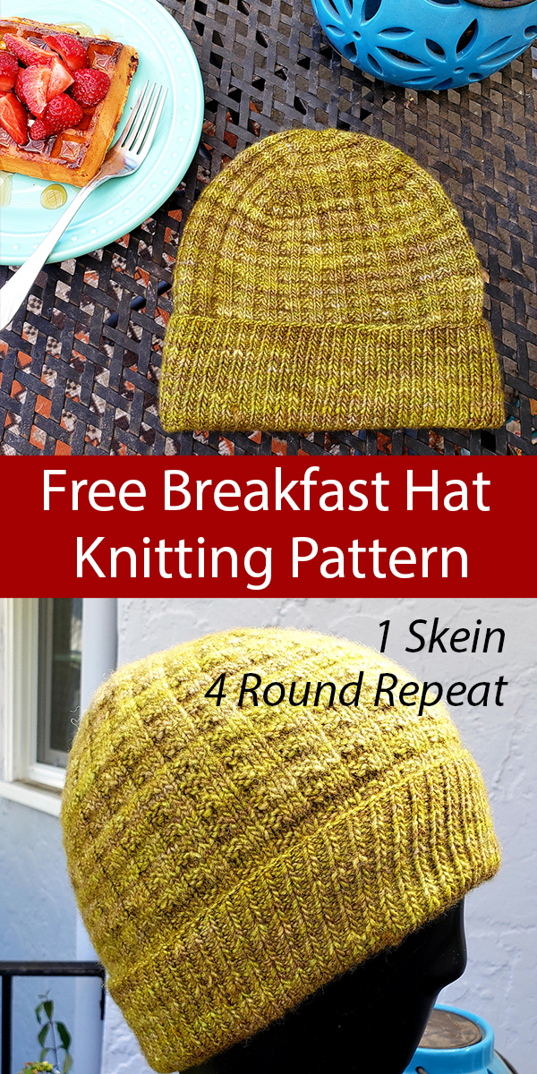 Free Hat Knitting Pattern Free Breakfast Beanie 1 Skein 4 Row Repeat