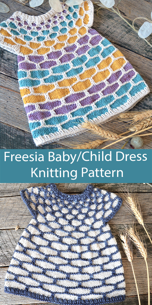 Baby and Child Knitting Pattern Freesia Dress