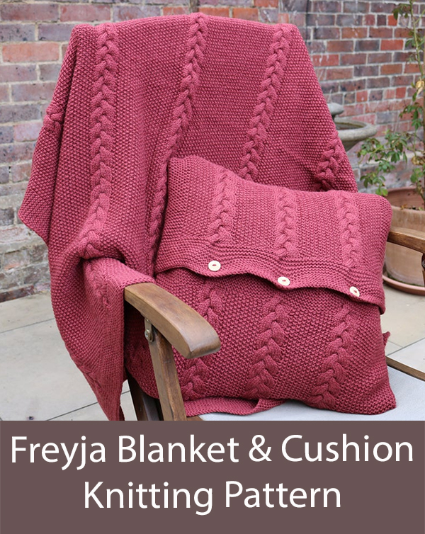 Blanket Set Knitting Pattern Freyja Blanket and Cushion