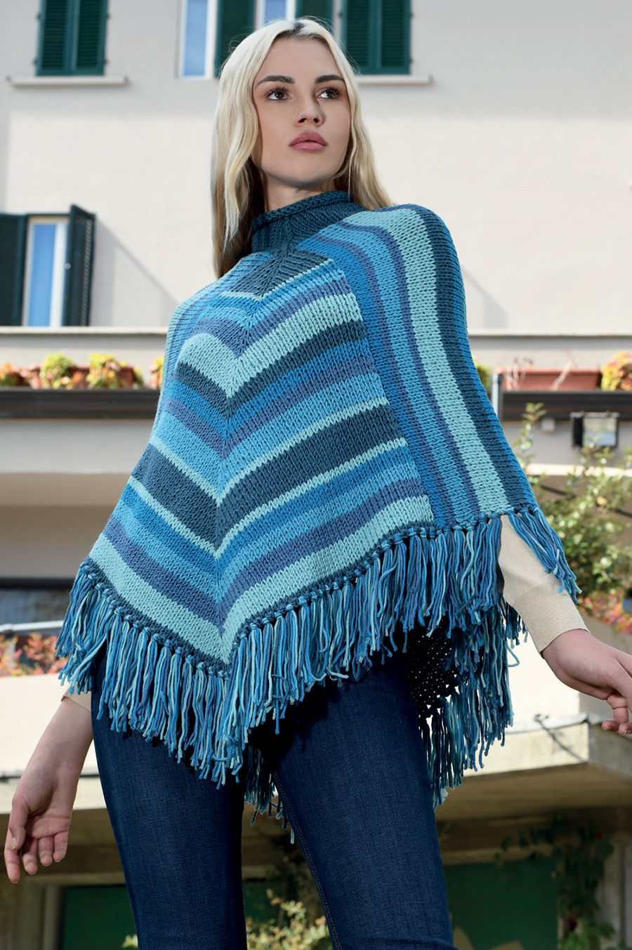 Fringed Poncho Knitting Pattern